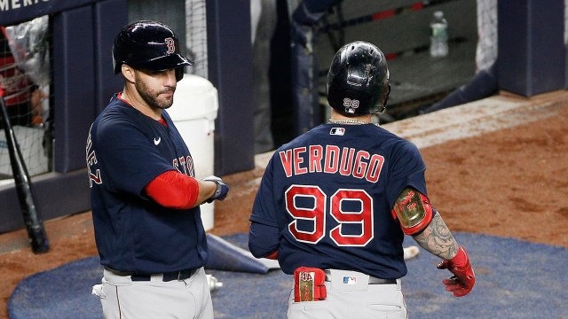 Boston Red Sox designated hitter J.D. Martinez, Outfielder Alex Verdugo