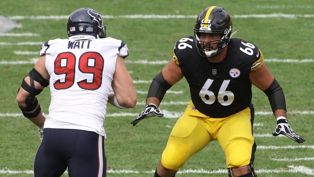 NFL free agent defensive end J.J. Watt, Pittsburgh Steelers offensive lineman David DeCastro