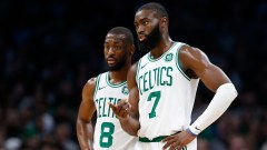 Boston Celtics point guard Kemba Walker, Jaylen Brown