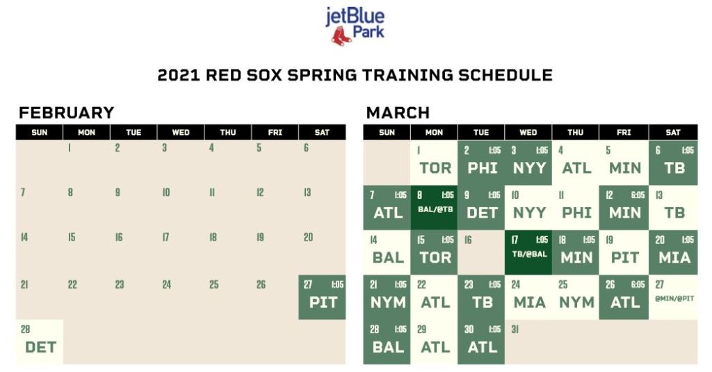 Red Sox Release Spring Training Schedule; Limited Fans Allowed At Games