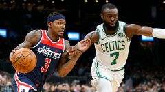 Washington Wizards guard Bradley Beal, Boston Celtics guard Jaylen Brown