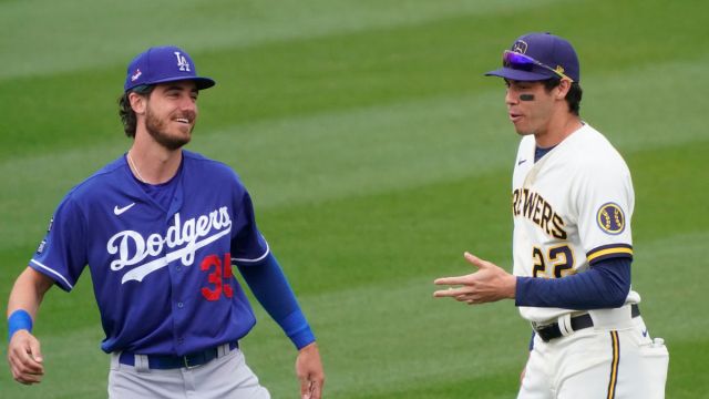Los Angeles Dodgers outfielder Cody Bellinger and Milwaukee Brewers outfielder Christian Yelich