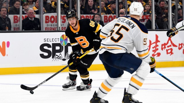 Boston Bruins winger David Pastrnak, Buffalo Sabres defenseman Rasmus Ristolainen