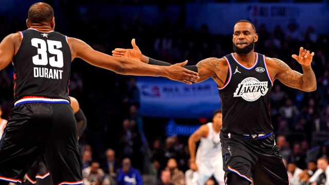 Brooklyn Nets forward Kevin Durant and Los Angeles Lakers forward LeBron James