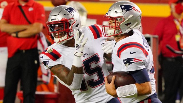 New England Patriots wide receiver N'Keal Harry and quarterback Jarrett Stidham