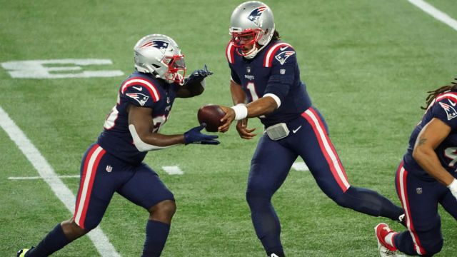 New England Patriots running back Sony Michel and quarterback Cam Newton