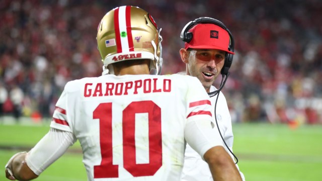 San Francisco 49ers quarterback Jimmy Garoppolo, head coach Kyle Shanahan