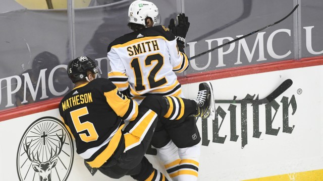 Boston Bruins winger Craig Smith, Pittsburgh Penguins defenseman Mike Matheson