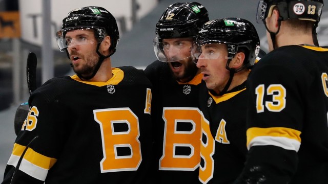 Boston Bruins Forward David Krejci, Craig Smith & Brad Marchand