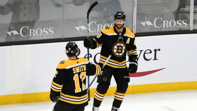 Boston Bruins Forwards Craig Smith And David Krejci