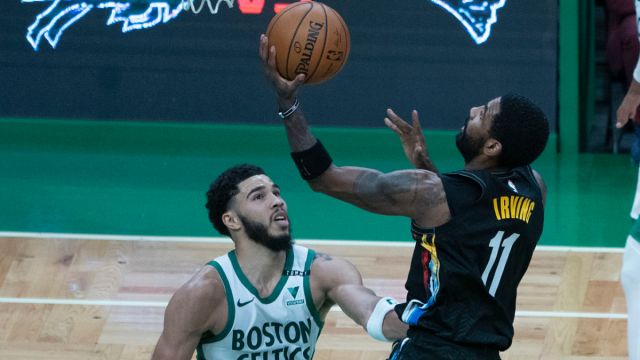 Boston Celtics forward Jayson Tatum and Brooklyn Nets point guard Kyrie Irving