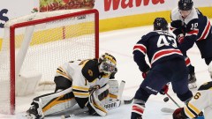 Boston Bruins goaltender Jeremy Swayman