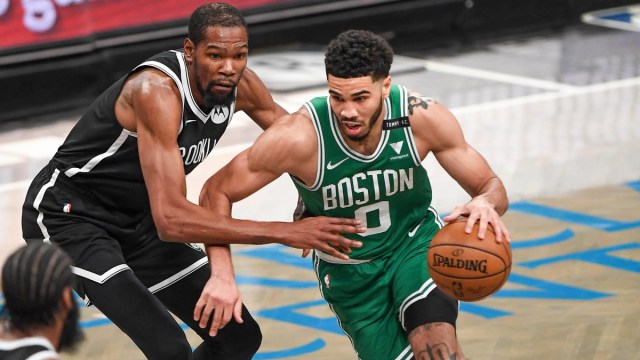 Boston Celtics forward Jayson Tatum, Brooklyn Nets forwrd Kevin Durant