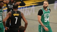 Boston Celtics shooting guard Evan Fournier, Brooklyn Nets power forward Kevin Durant