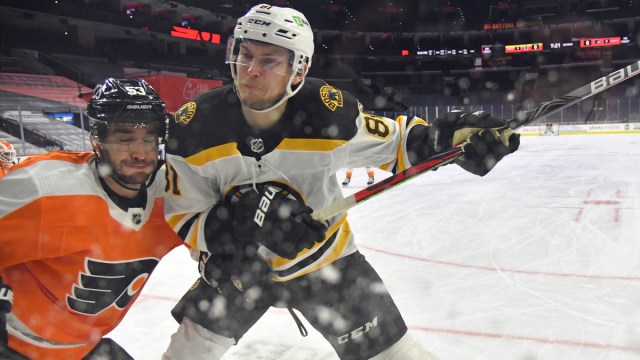 Boston Bruins winger Anton Blidh, Philadelphia Flyers defenseman Shayne Gostisbehere