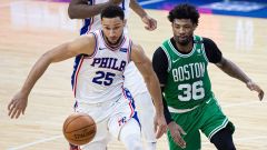 Philadelphia 76ers guard Ben Simmons, Boston Celtics guard Marcus Smart