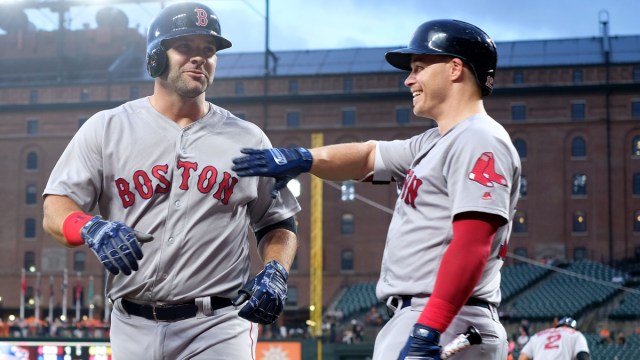 Former Boston Red Sox infielders Brock Holt and Mitch Moreland