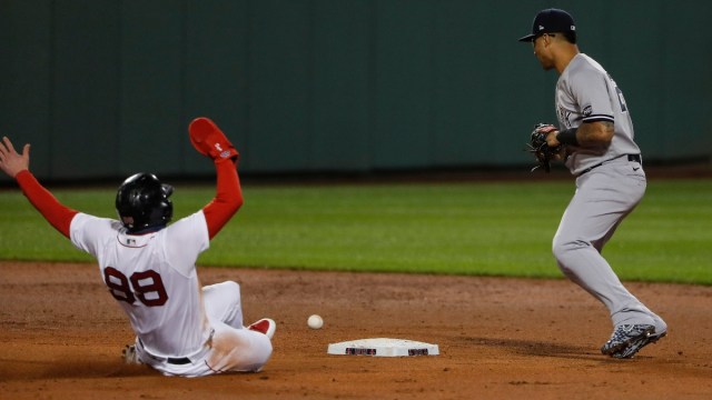 Boston Red Sox left fielder Alex Verdugo and New York Yankees shortstop Gleyber Torres