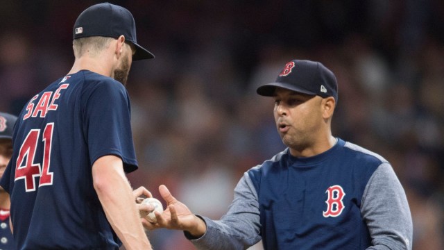 Boston Red Sox manager Alex Cora and starting pitcher Chris Sale (41)