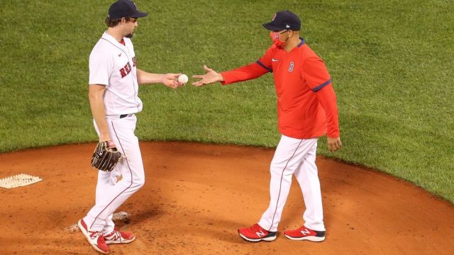 Boston Red Sox reliever Josh Taylor, Manager Alex Cora