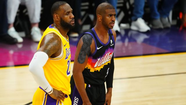 Los Angeles Lakers forward LeBron James and Phoenix Suns guard Chris Paul