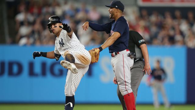 New York Yankees second baseman Rougned Odor and Boston Red Sox shortstop Xander Bogaerts