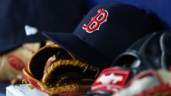 Boston Red Sox hat and glove