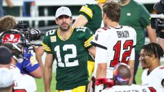 Green Bay Packers quarterback Aaron Rodgers and Tampa Bay Buccaneers quarterback Tom Brady