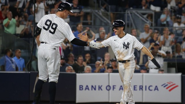 New York Yankees Right Fielder Aaron Judge And Shortstop Andrew Velazquez