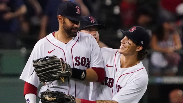 Boston Red Sox outfielders Jarren Duran and J.D. Martinez