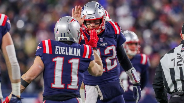 Tampa Bay Buccaneers quarterback Tom Brady, former New England Patriots wide receiver Julian Edelman