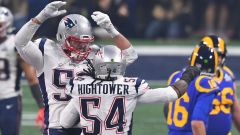 New England Patriots outside linebacker Dont'a Hightower (54) celebrates with middle linebacker Kyle Van Noy