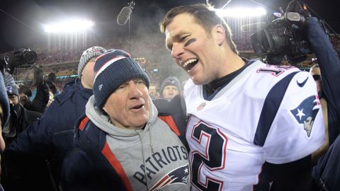 Former New England Patriots quarterback Tom Brady, head coach Bill Belichick