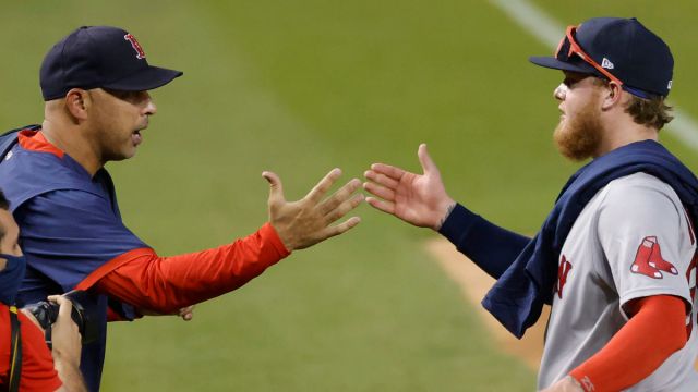 Boston Red Sox manager Alex Cora and outfielder Alex Verdugo