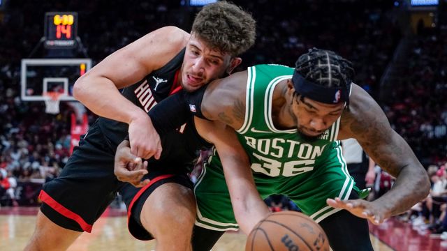 Houston Rockets center Alperen Şengün and Boston Celtics guard Marcus Smart