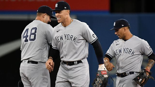 New York Yankees first baseman Anthony Rizzo and outfielder Aaron Judge
