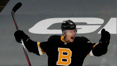 Jacob Middleton vs. Trent Frederic, October 24, 2021 - San Jose Sharks vs.  Boston Bruins