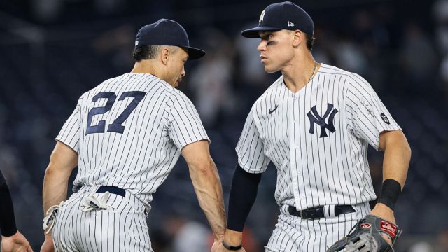 New York Yankees designated hitter Giancarlo Stanton and outfielder Aaron Judge