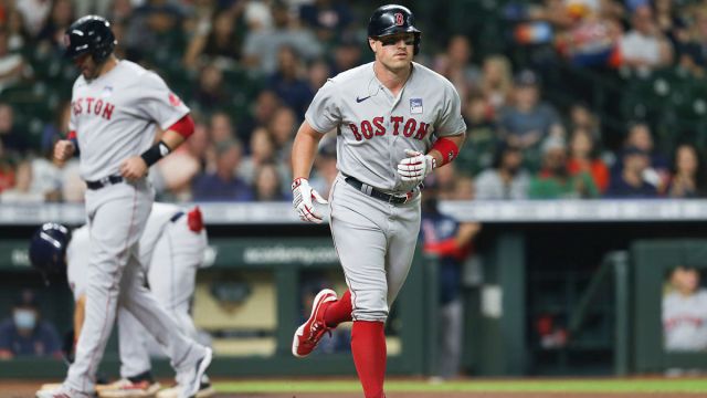 Boston Red Sox designated hitter J.D. Martinez and outfielder Hunter Renfroe
