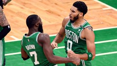 Boston Celtics guard Jaylen Brown and forward Jayson Tatum