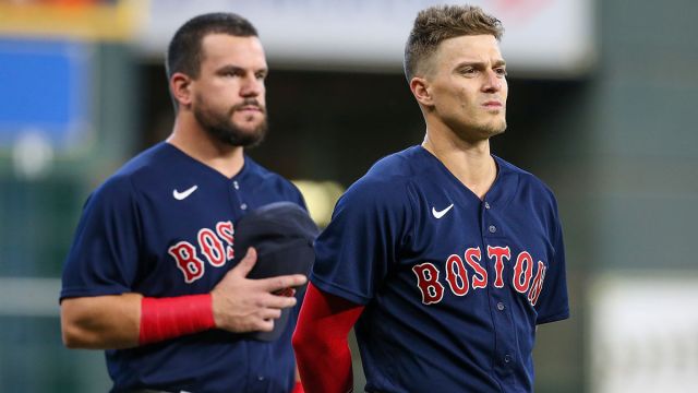 Boston Red Sox first baseman Kyle Schwarber and outfielder Kiké Hernández
