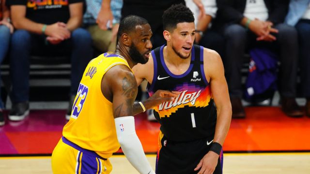 Los Angeles Lakers forward LeBron James and Phoenix Suns guard Devin Booker