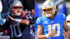 New England Patriots quarterback Mac Jones and Los Angeles Chargers quarterback Justin Herbert