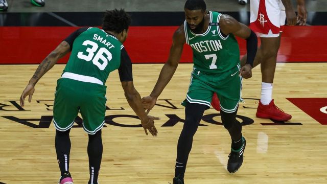 Boston Celtics guard Marcus Smart, wing Jaylen Brown