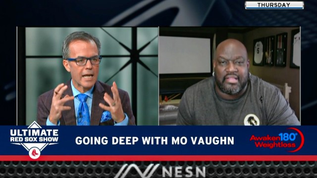 New England Sports Network host Tom Caron and former Boston Red Sox first basemen Mo Vaughn