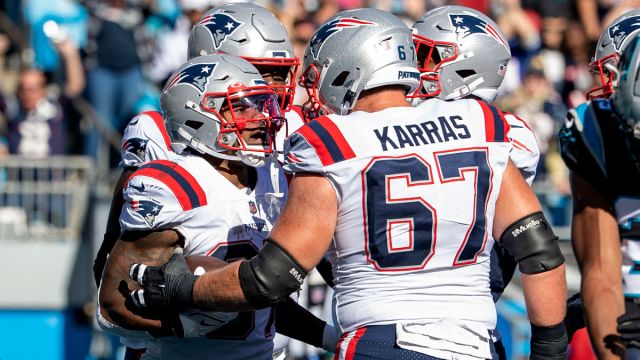 New England Patriots running back Damien Harris and offensive lineman Ted Karras