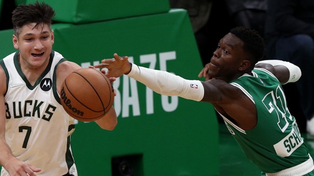 Boston Celtics guard Dennis Schroder, Milwaukee Bucks guard Grayson Allen