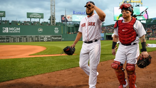 Detroit Tigers pitcher Eduardo Rodriguez, Boston Red Sox catcher Christian Vazquez