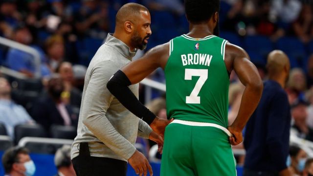 Boston Celtics coach Ime Udoka, wing Jaylen Brown