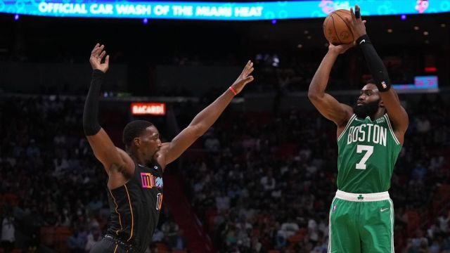 Miami Heat big Bam Adebayo, Boston Celtics wing Jaylen Brown